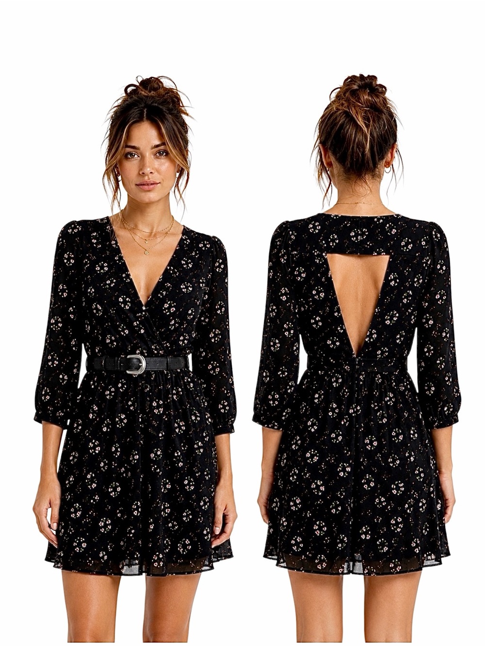 Amuse Society – Talis Dress – Black Sands Floral Mini Dress – Sz. XS